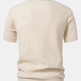 Wave Jacquard Knit V Neck Polo Shirt & Cotton Chino Shorts Set