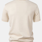 Stripe Jacquard Knit Polo Shirt & Straight Leg Ribbed Pants Set