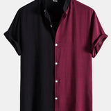 Contrast Color Short Sleeve Shirts #This Item Will Shrink After