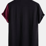 Contrast Color Short Sleeve Shirts #This Item Will Shrink After