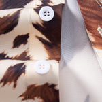 Cow Print Shirt & Crinkle Textured Drawstring 5" Shorts Set