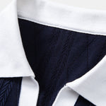 Contrast Geometry Jacquard Knit Polo & Slim Fit Tapered Trousers Set