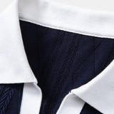 Contrast Geometry Jacquard Knit Polo & Slim Fit Tapered Trousers Set