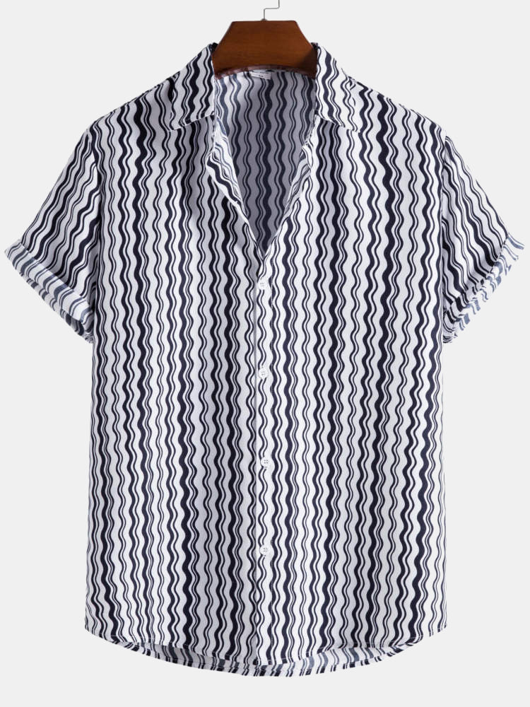 Wave Stripes Cotton Shirts