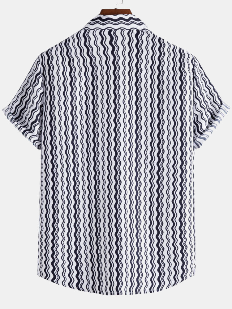 Wave Stripes Cotton Shirts
