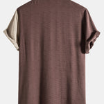 Contrast Color Lapel Cotton Shirts #This Item Will Shrink After