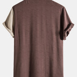 Contrast Color Lapel Cotton Shirts #This Item Will Shrink After