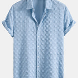 Checkerboard Jacquard Shirt & Drawstring Shorts Set