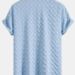 Checkerboard Jacquard Shirt & Drawstring Shorts Set
