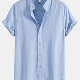 Stand Collar Linen Shirt