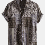 Vintage Print Revere Collar Shirts