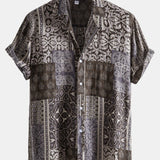 Vintage Print Revere Collar Shirts