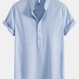 Half Open Collar Linen Shirt