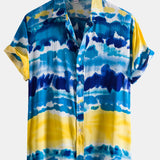 Ocean Print Lapel Shirts