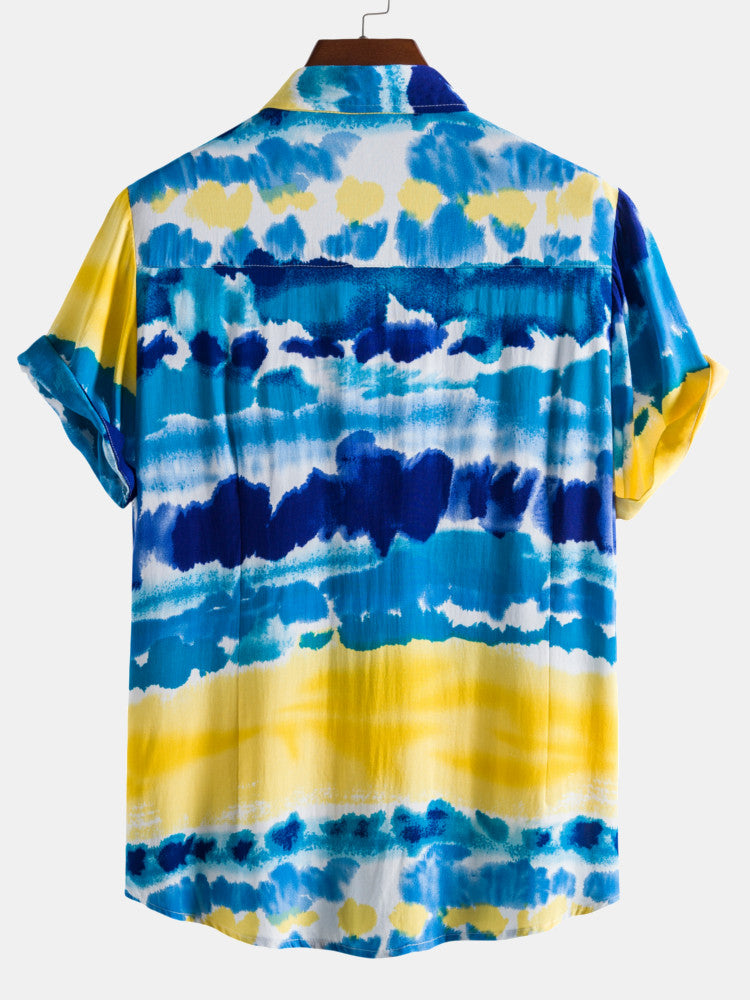 Ocean Print Lapel Shirts