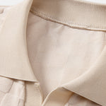 Checkerboard V-Neck Knit Polo & Slim Fit Tapered Trousers Set