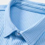 Long Sleeve Muscle Fit Ribbed Button Up Shirt