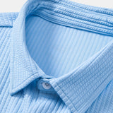 Long Sleeve Muscle Fit Ribbed Button Up Shirt