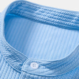 3 Pieces Long Sleeve Muscle Fit Ribbed Stand Collar Shirt