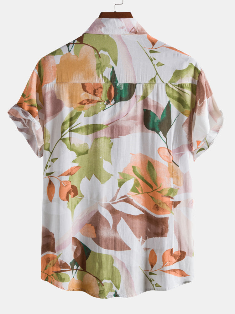 Floral Print Revere Collar Shirts