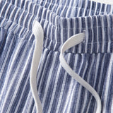 Linen Rayon Blend Shirt & Linen Stripe Straight Leg Pants Set