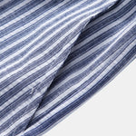 Short Sleeve Linen Stand Collar Shirt & Linen Stripe Pants Set