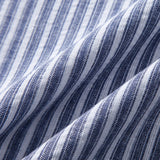Short Sleeve Linen Stand Collar Shirt & Linen Stripe Pants Set