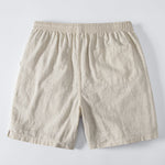 V Neck Linen Rayon Blend Shirt & Linen Blend Drawstring 7" Shorts Set