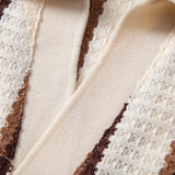 Waffle Stripe Johnny Collar Polo & Straight Leg Linen Pants Set