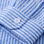 Seersucker Striped Stand Collar Shirt & Straight Leg Linen Pants Set