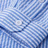 3 Pieces Seersucker Striped Stand Collar Shirt
