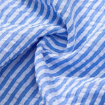 Seersucker Striped Stand Collar Shirt & Straight Leg Linen Pants Set