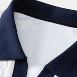 Contrast Jacquard Polo & Slim Fit Tapered Trousers Set