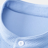 Muscle Fit Textured Stand Collar Shirt