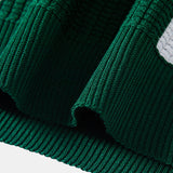 Stripe Johnny Collar Knit Polo & Straight Leg Ribbed Pants Set