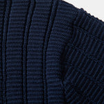 Contrast Textured Johnny Collar Knit Polo & Crinkle Textured Pants Set