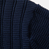 Contrast Textured Johnny Collar Knit Polo & Crinkle Textured Pants Set