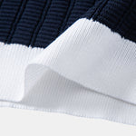 Contrast Textured Johnny Collar Knit Polo & Tapered Trousers Set