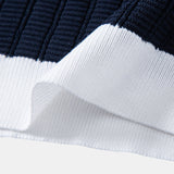 Contrast Textured Johnny Collar Knit Polo & Tapered Trousers Set