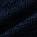 Contrast Textured Johnny Collar Knit Polo & Tapered Trousers Set