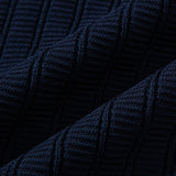 Contrast Textured Johnny Collar Knit Polo & Crinkle Textured Pants Set