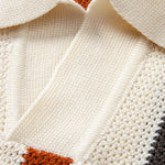 Striped Knit Johnny Collar Polo & Straight Leg Linen Pants Set