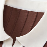 Contrast Trim Stripe Johnny Collar Polo & Tapered Trousers Set