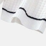 Contrast Trim Waffle Zipper Knit Polo & Slim Fit Tapered Trousers Set