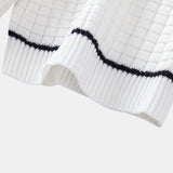 Contrast Trim Waffle Zipper Knit Polo & Slim Fit Tapered Trousers Set
