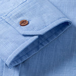 Contrast Trim Linen Stand Collar Shirt