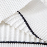 Contrast Trim Waffle Zipper Knit Polo & Slim Fit Tapered Trousers Set