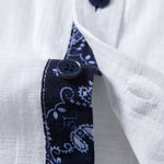 Contrast Paisley Print Linen Shirt & Straight Leg Linen Pants Set