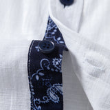 Contrast Paisley Print Linen Shirt & Straight Leg Linen Pants Set