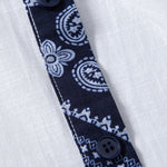 Contrast Paisley Print Linen Shirt & Straight Leg Linen Pants Set